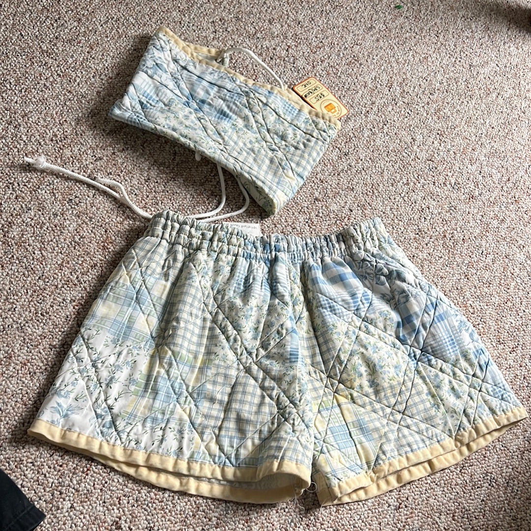 Quilted shorts set