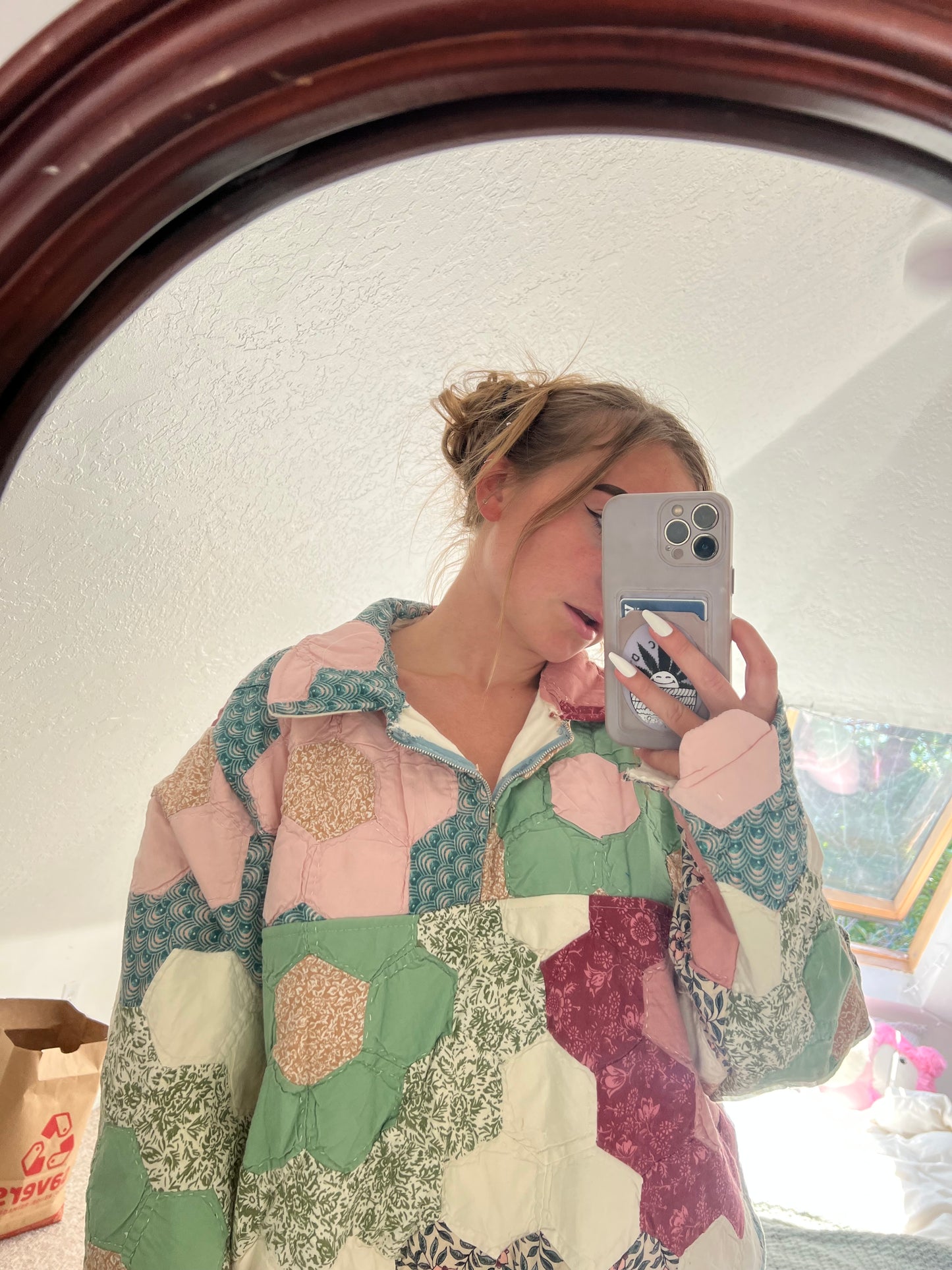 Quilted 3/4 zip