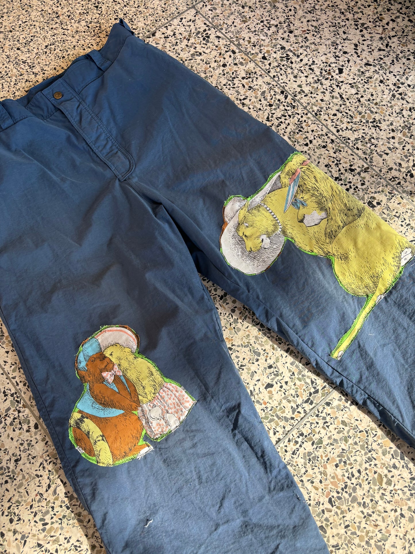 patched snowpants