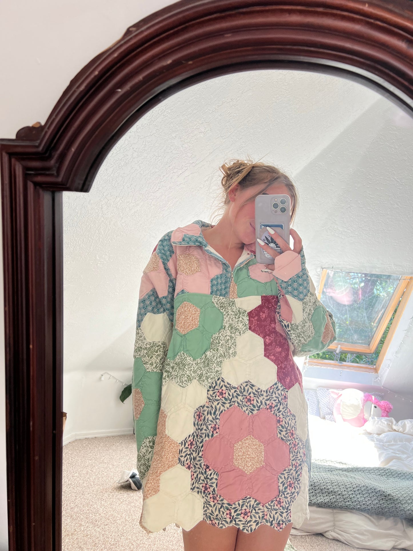 Quilted 3/4 zip