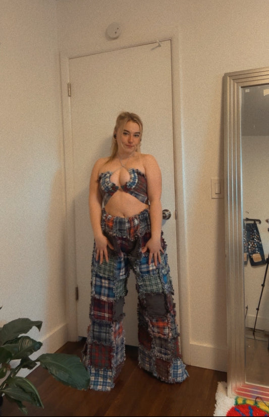Wide leg flannel set