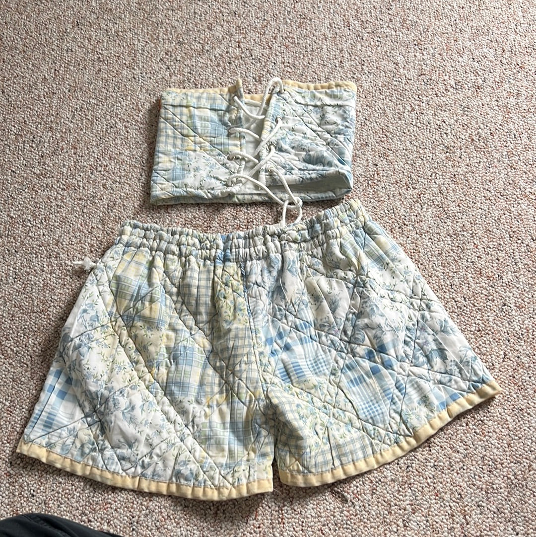 Quilted shorts set