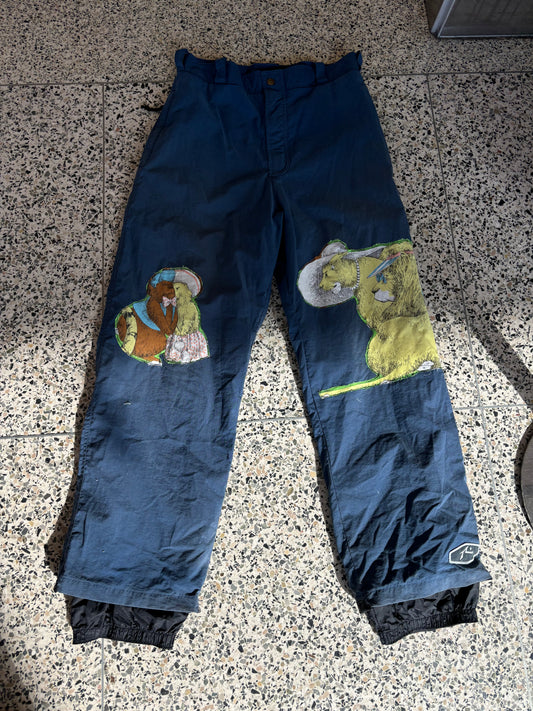 patched snowpants